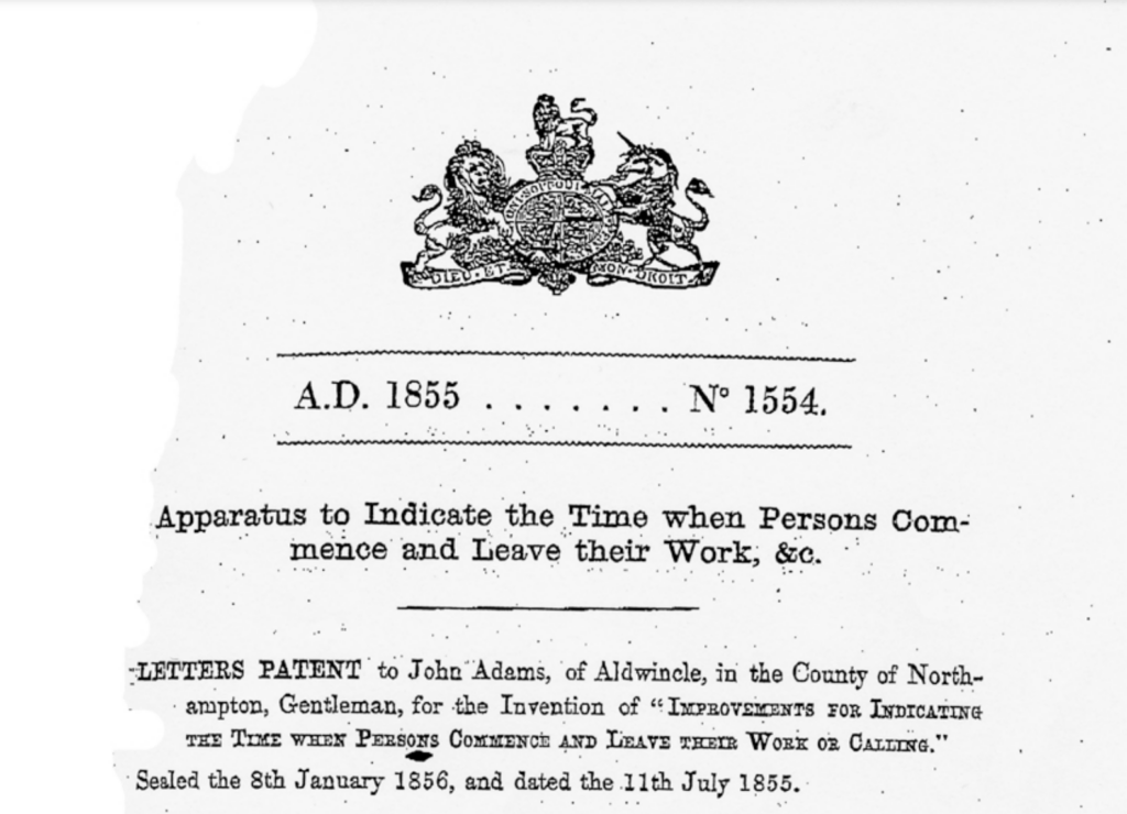 John Adams Patent Document - Time Clock