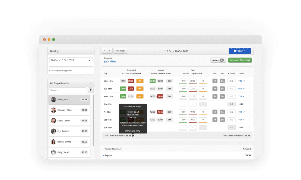 Bizimply Timecards