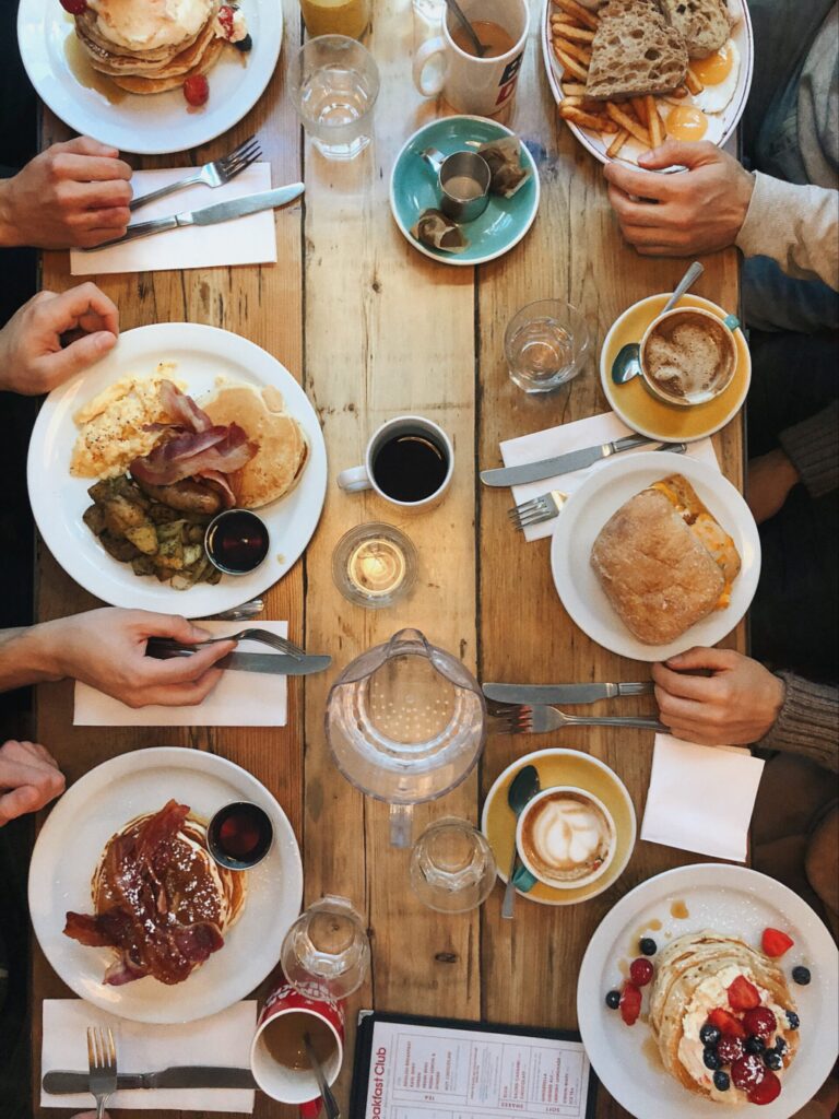 food on table in restaurant